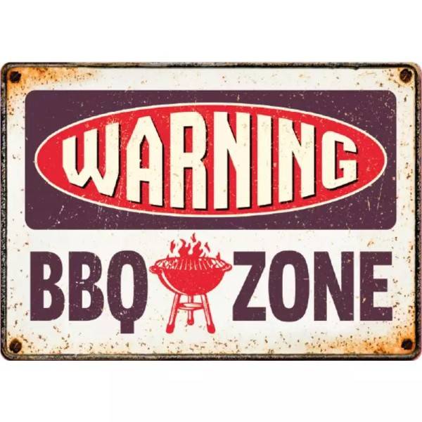 Metallschild "BBQ Zone Warning (h)"